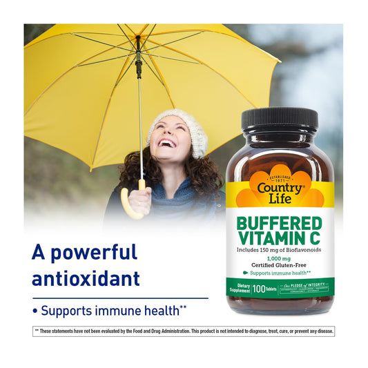 Tabletas veganas vitamina C Buffer Country Life
