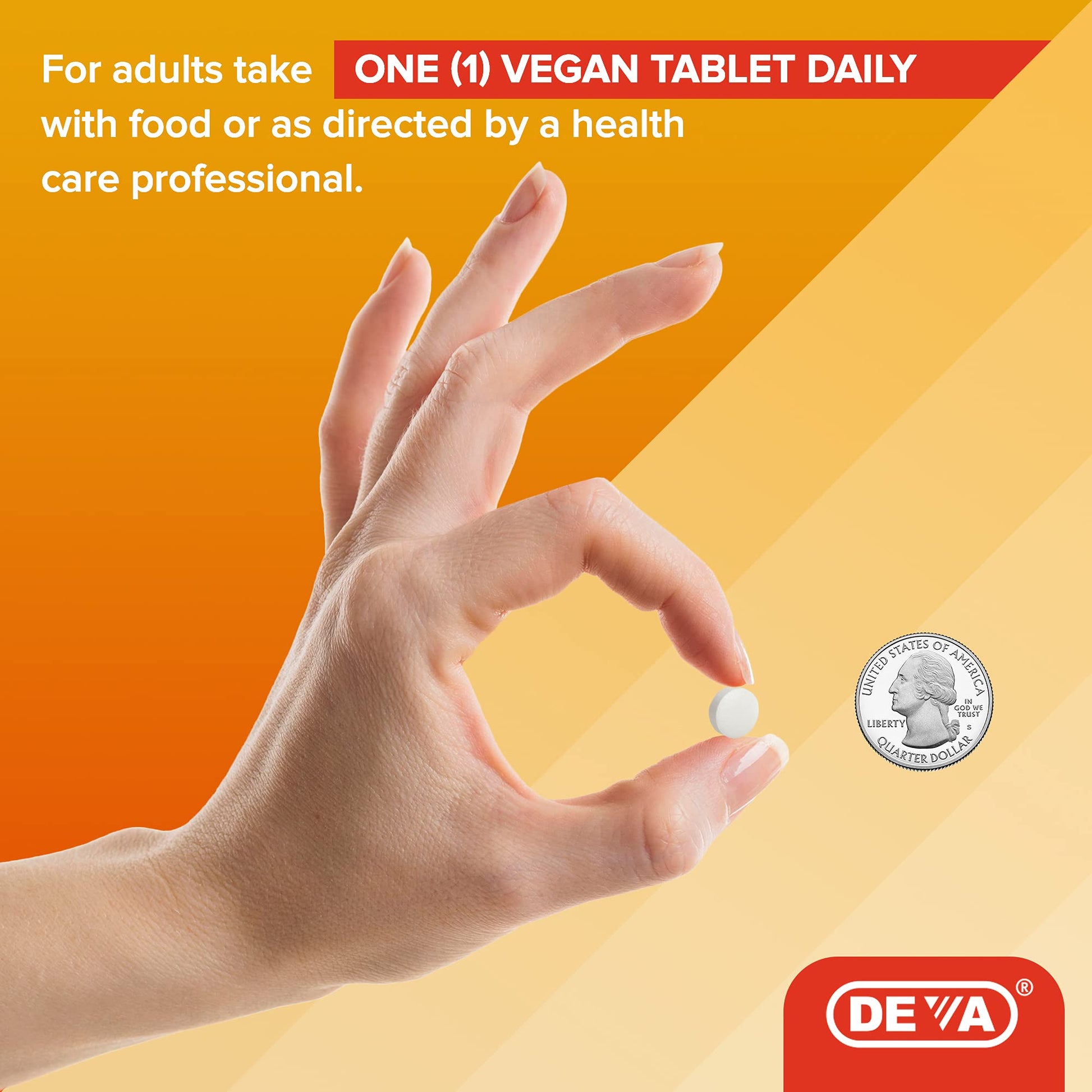 Tabletas veganas vitamina D3 DEVA 1000 UI para huesos fuertes