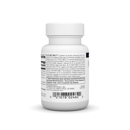 Tabletas veganas disolución rápida vitamina B-12 Source Naturals