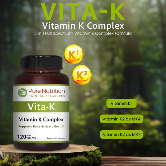 Tabletas veganas Pure Nutrition vitamina K complejo completo 2250 mcg