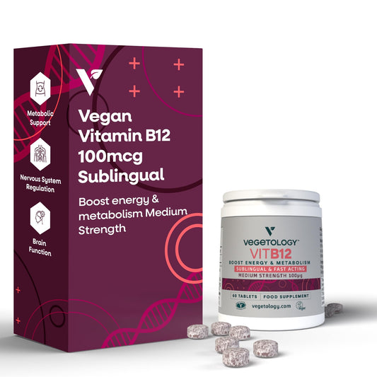 Tabletas veganas sublinguales vitamina B12 VEGETOLOGY paquete