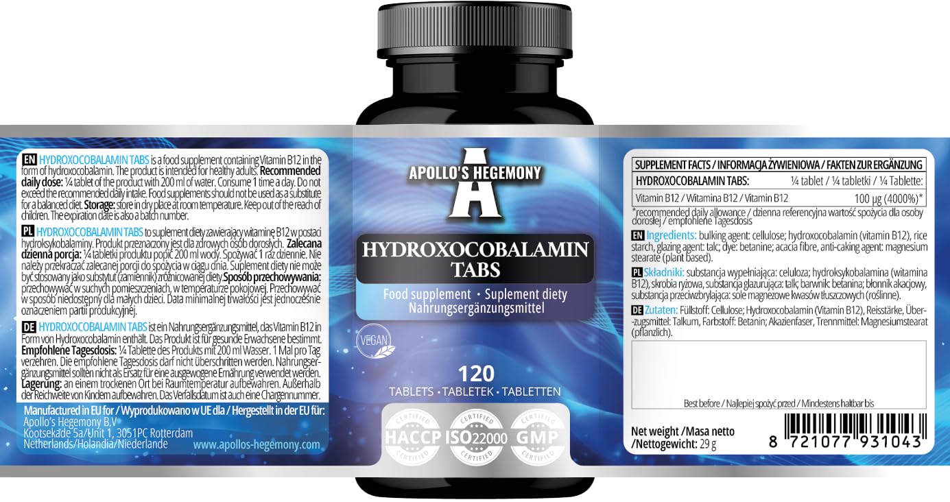 Tabletas veganas vitamina b12 apollo's hegemony lado