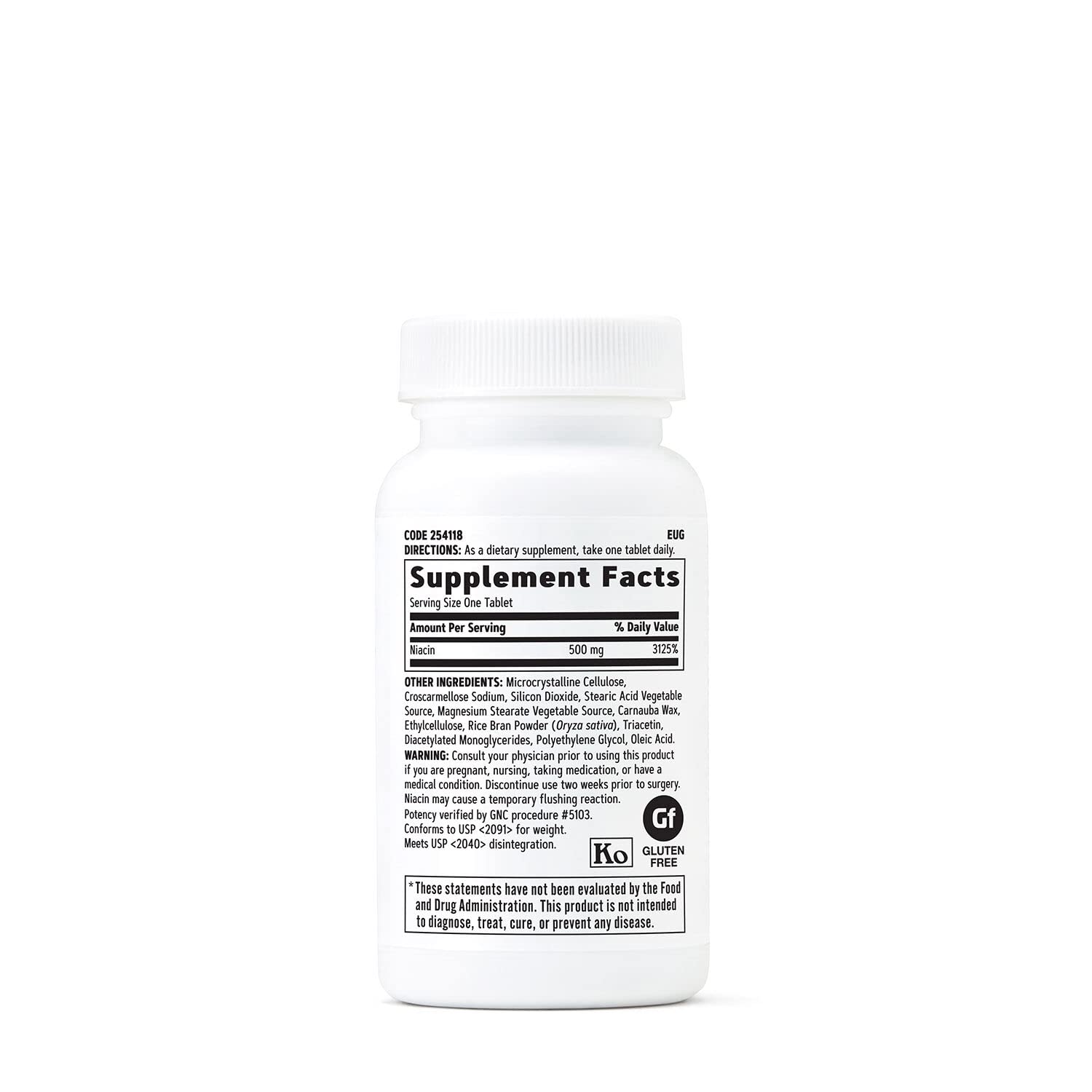 Tabletas vegetarianas GNC Niacina 500mg