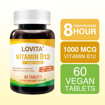 Tabletas vegetarianas Lovita vitamina B12 1000 mcg