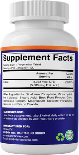 Tabletas Vitamatic ácido fólico para salud prenatal