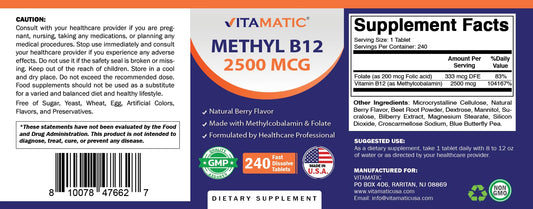 Tabletas Vitamatic B12 disolución rápida