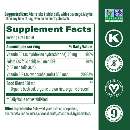 Tabletas vitamin b12 vegana megafood con acido folico