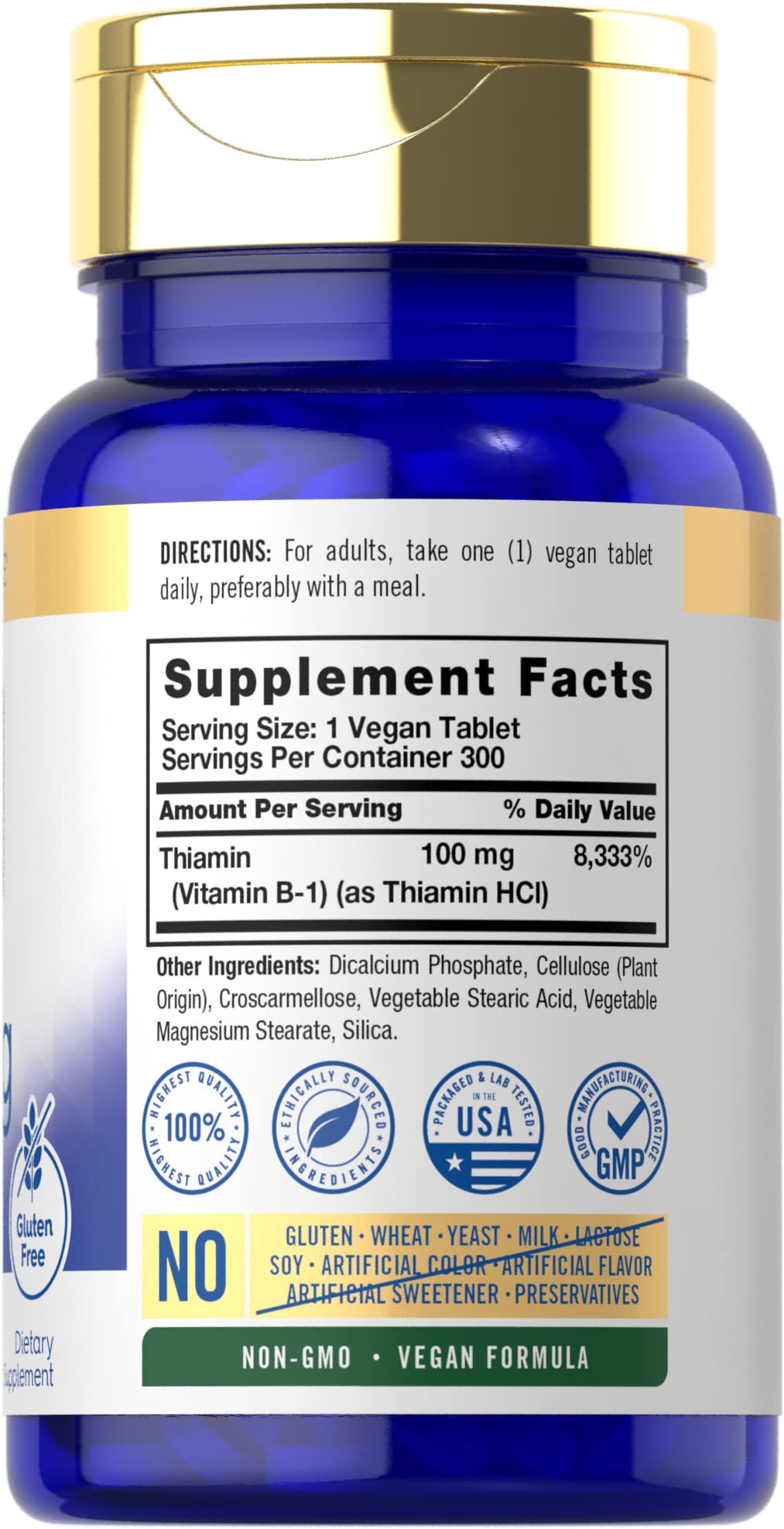 Tabletas de vitamina B1 veganas Carlyle
