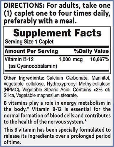 Tabletas de Vitamina B12 1000 mcg de cerca