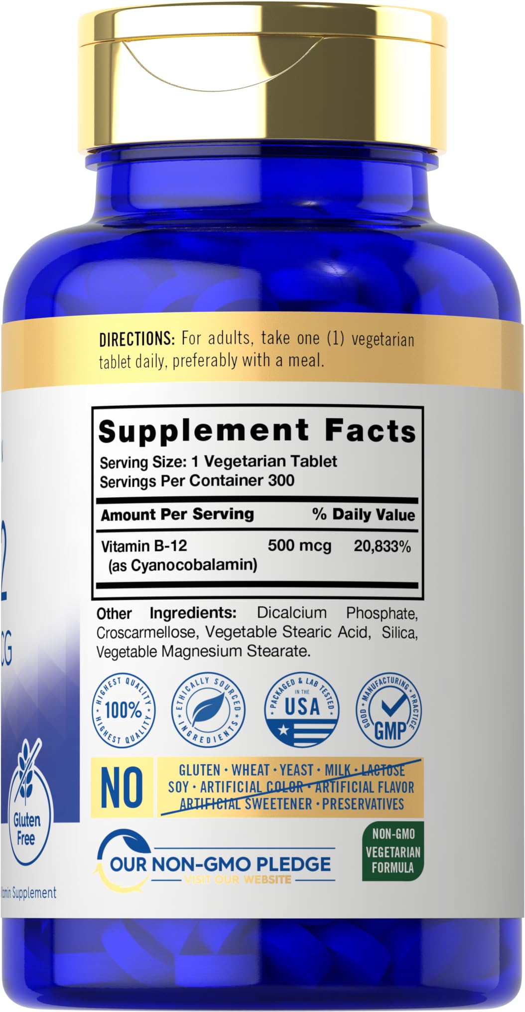 Tabletas de vitamina B12 Carlyle 500 mcg