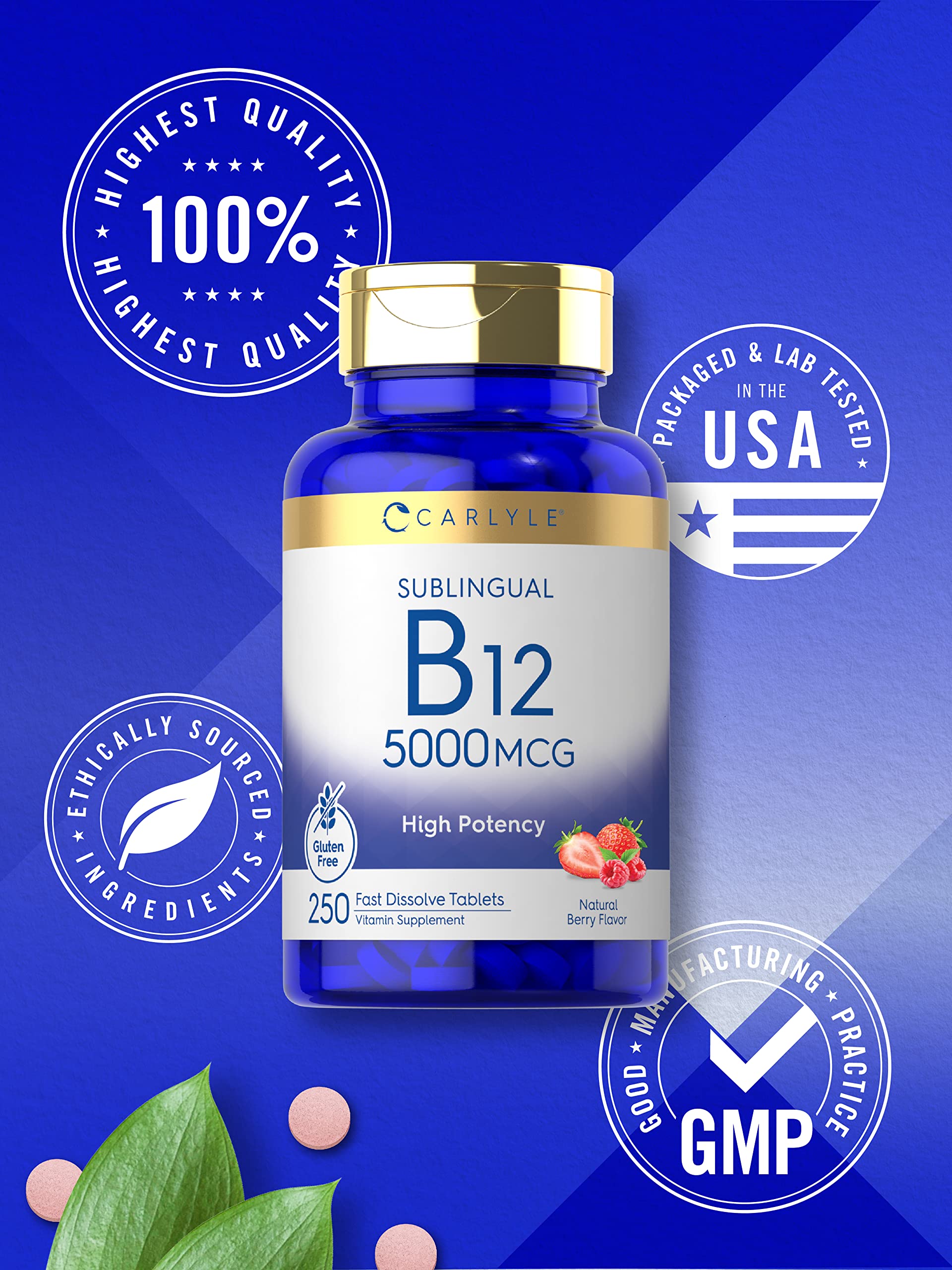 Tabletas vitamina b12 disolución rápida sabor baya Carlyle