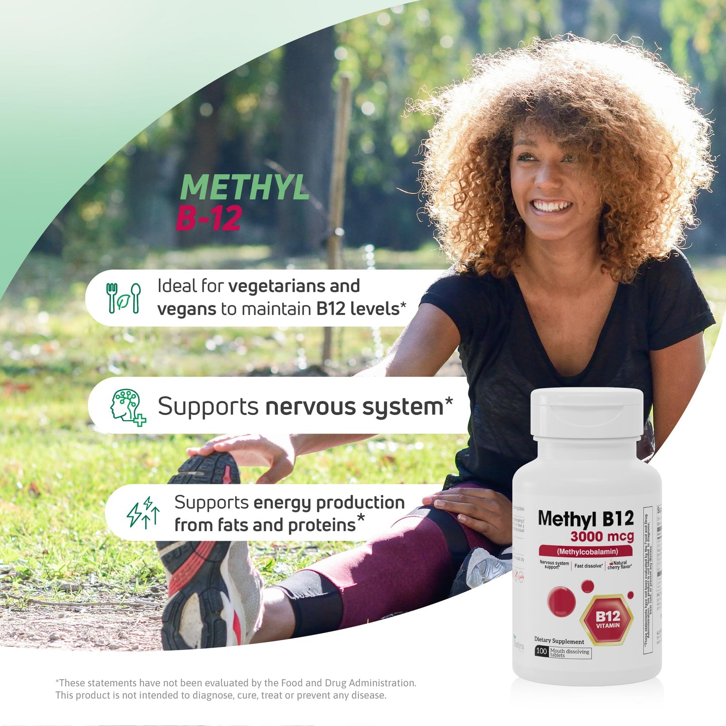 Tabletas de vitamina b12 y metilfolato sabor cereza
