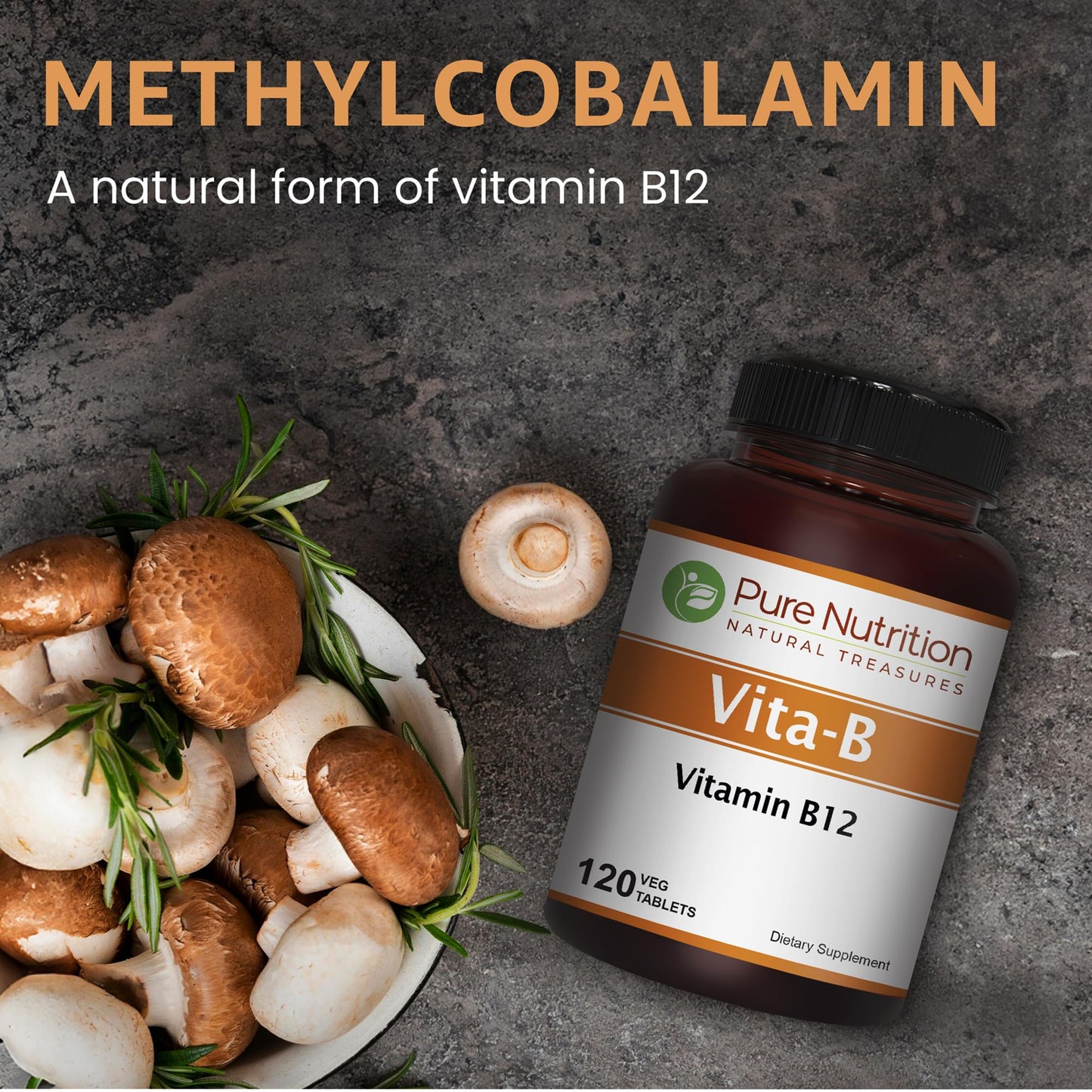 Tabletas vitamina b12 pure nutrition lado envase