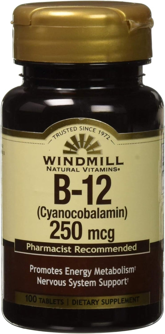 Tabletas de vitamina B-12 Windmill 100 Mcg