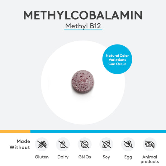 Tabletas de vitamina B12 XYMOGEN metilcobalamina sabor naranja