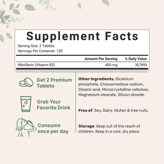 Tabletas vitamina B2 riboflavina para energía y salud Micro Ingredients