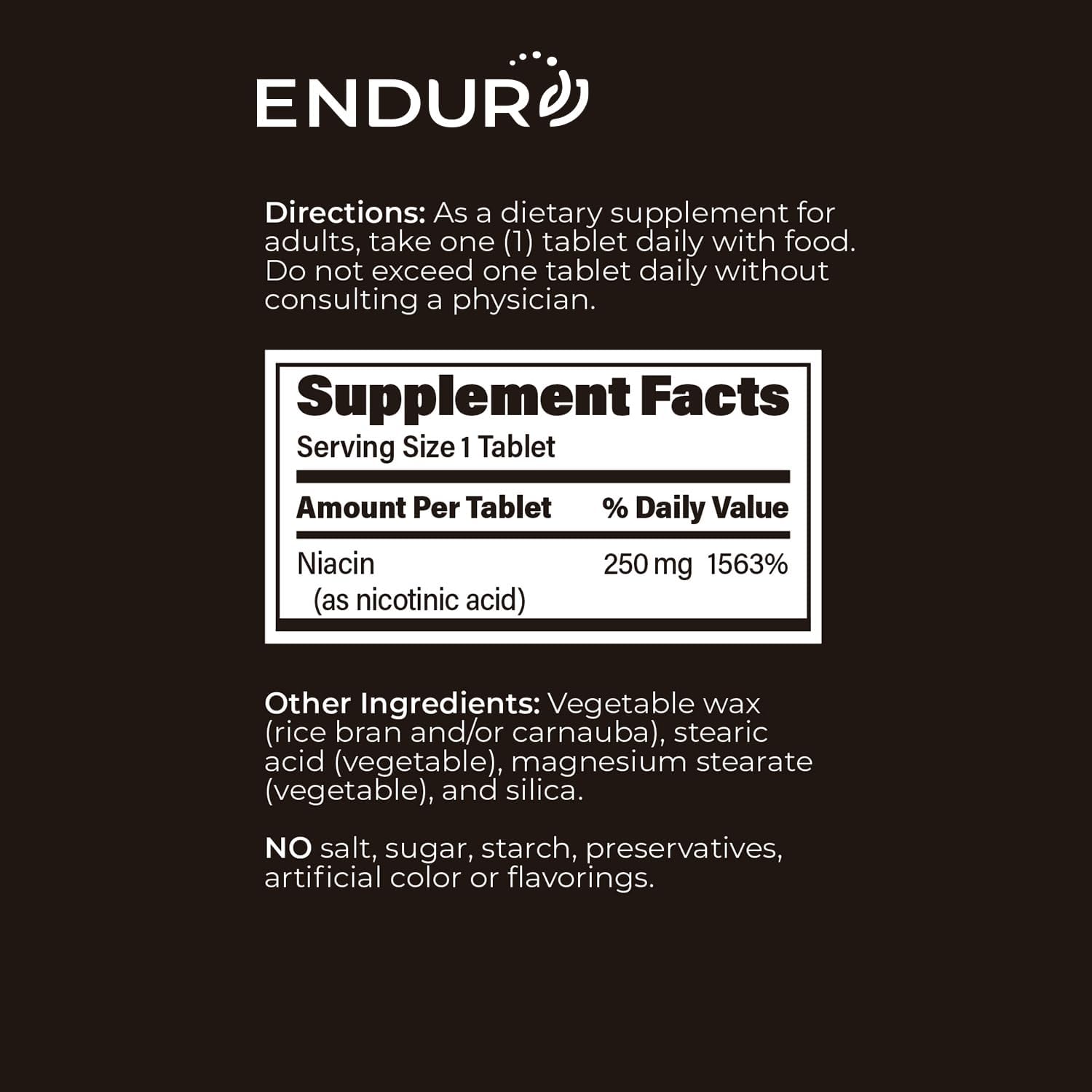 Tabletas de vitamina B3 Endurance Products Endur-Acin
