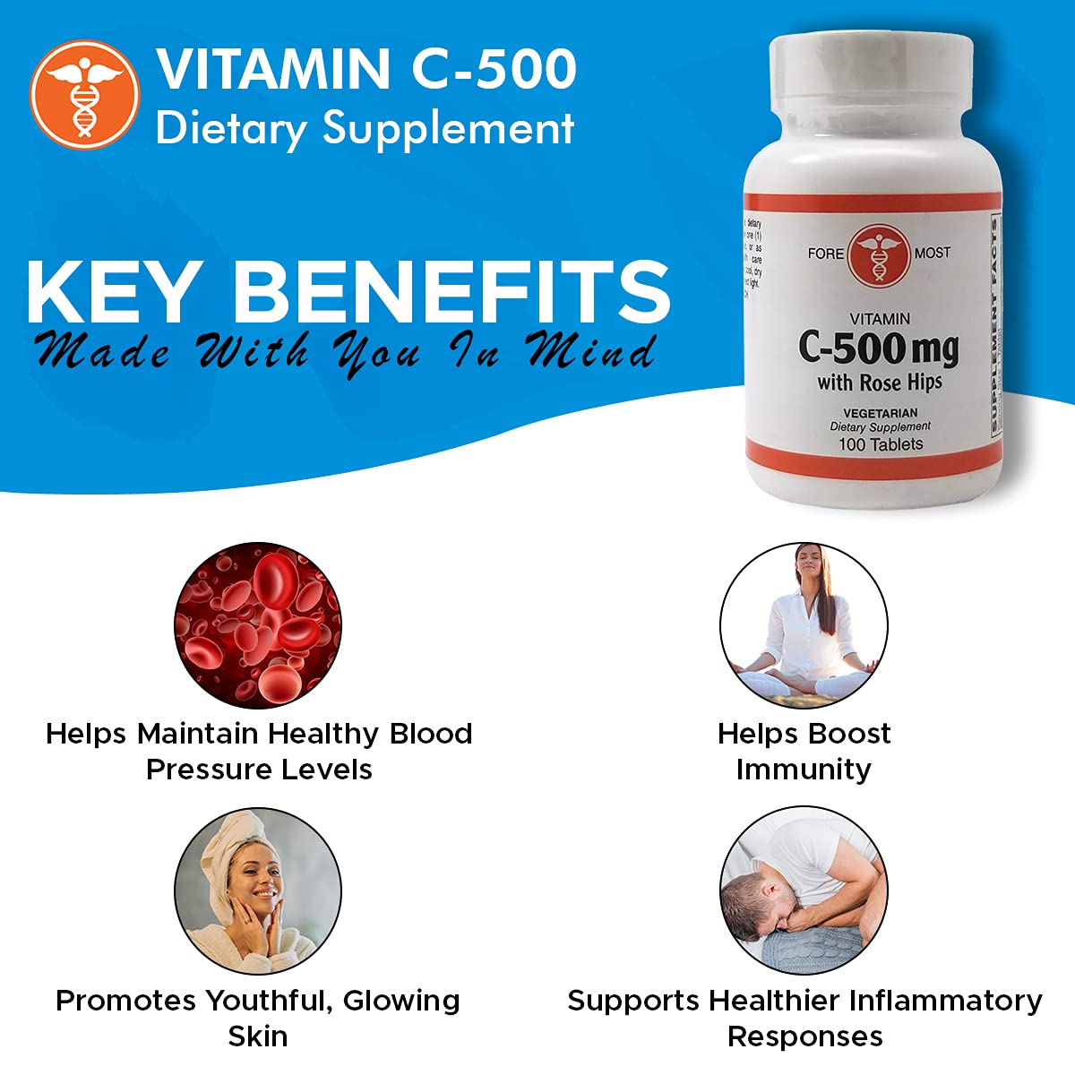 Tabletas vitamina c escaramujo Holistic Health paquete