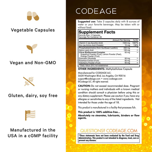 Tabletas de vitamina c liposomal con zinc y saúco Codeage