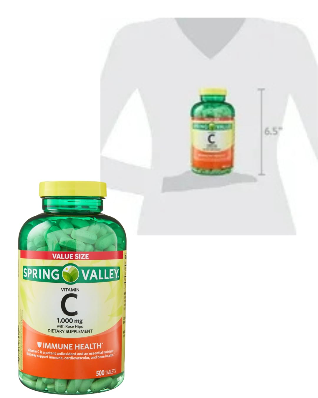 Tabletas vitamina C y rosa mosqueta Spring Valley 500 unidades