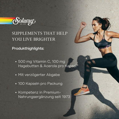 Tabletas de vitamina c Solaray con ingredientes antioxidantes