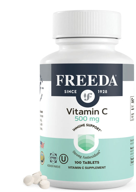 Tabletas vitamina c vegana FREEDA 500 mg envase frontal