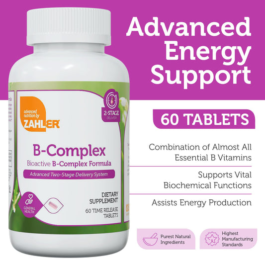 Tabletas de vitamina complejo B de Zahler para energía y nervios
