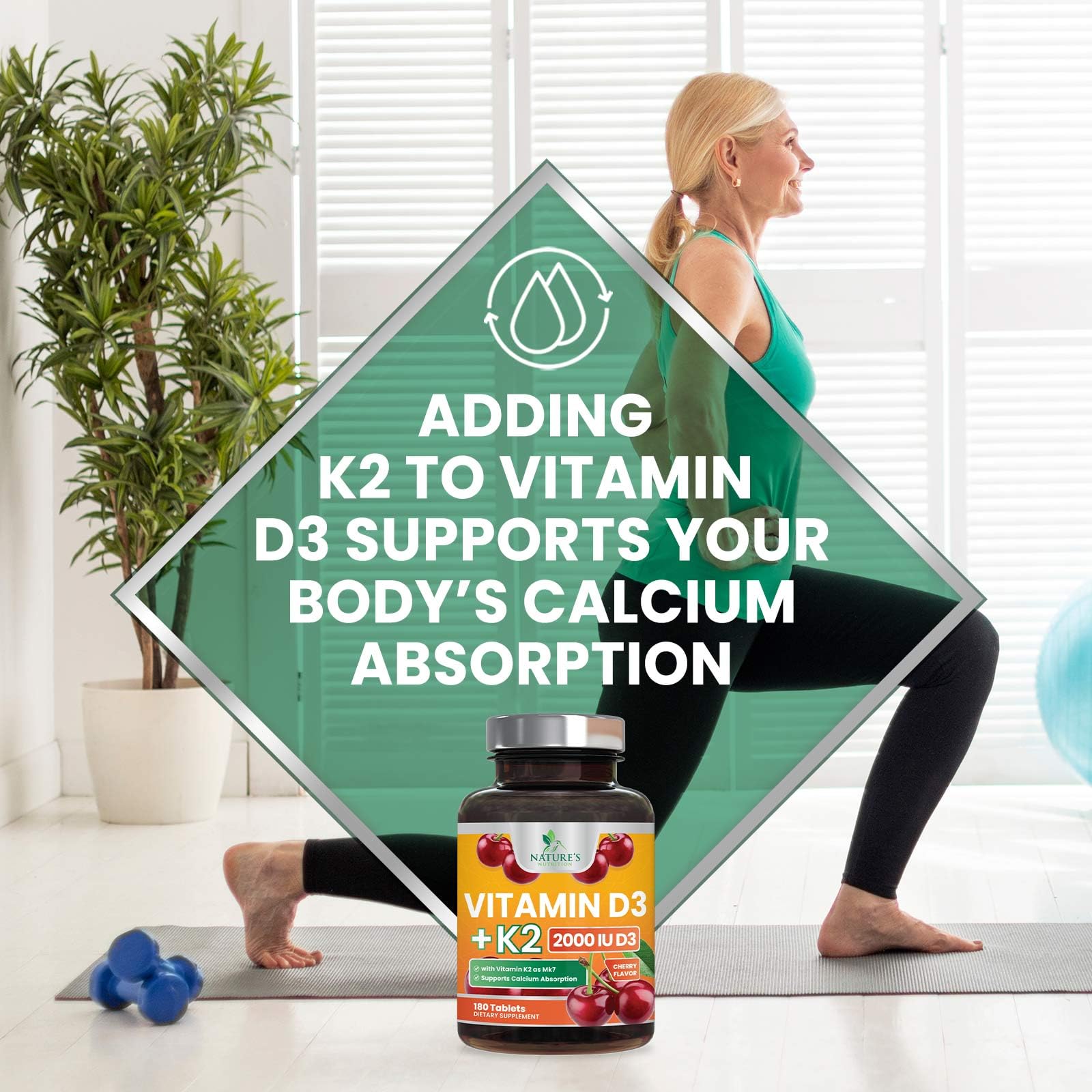Tabletas de vitamina D y K para absorción de calcio