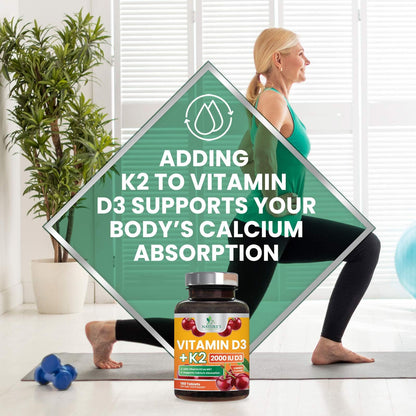 Tabletas de vitamina D y K para absorción de calcio