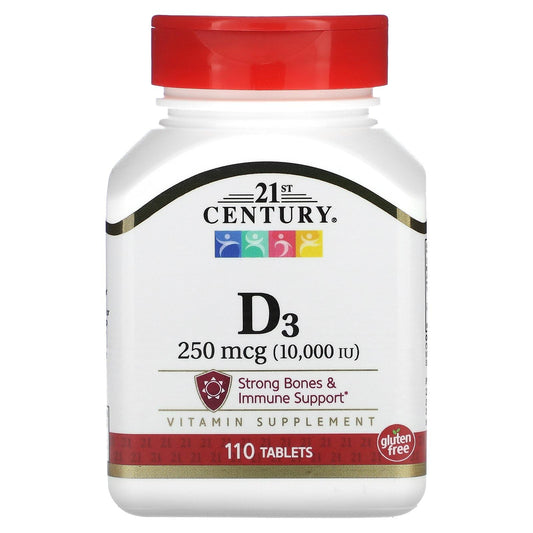Tabletas vitamina d3 10000 ui 21st century envase 110 unidades