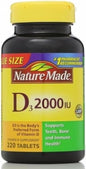 Tabletas vitamina d3 2000 ui Nature Made pack doble 220 unidades