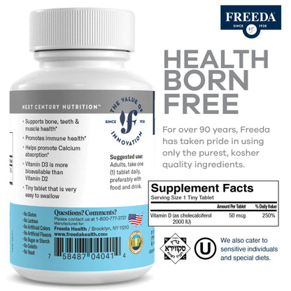 Tabletas vitamina d3 para huesos y sistema inmune FREEDA