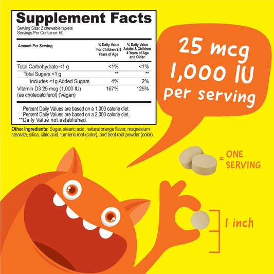 Tabletas masticables de Vitamina D3 para niños