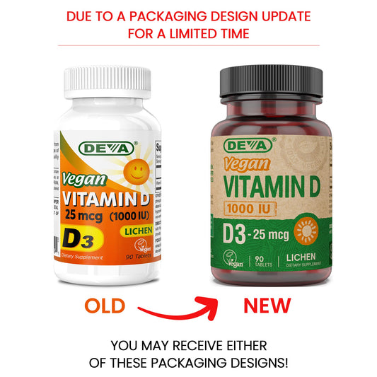 Tabletas pequeñas de vitamina D3 vegana DEVA para salud ósea
