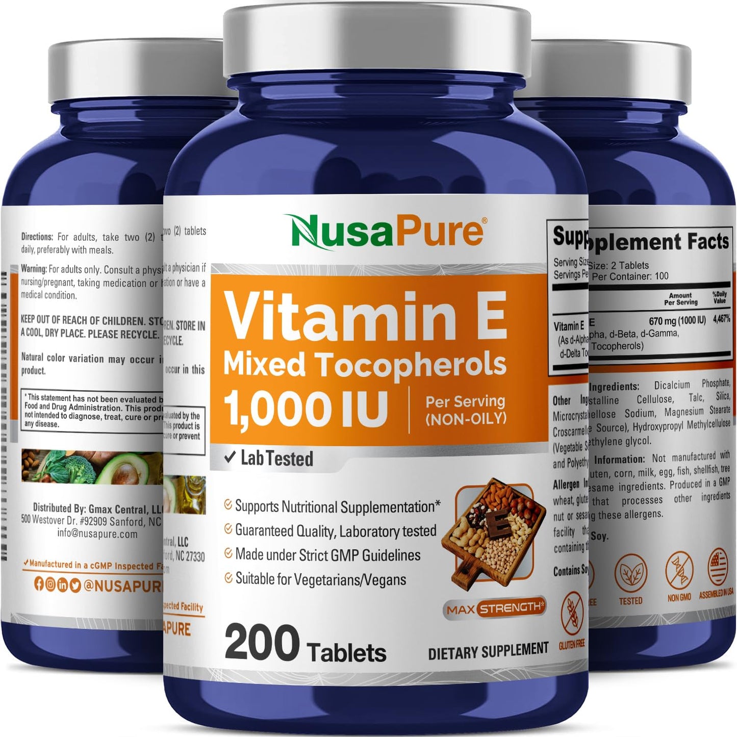 Tabletas vitamina e NusaPure 1000 ui