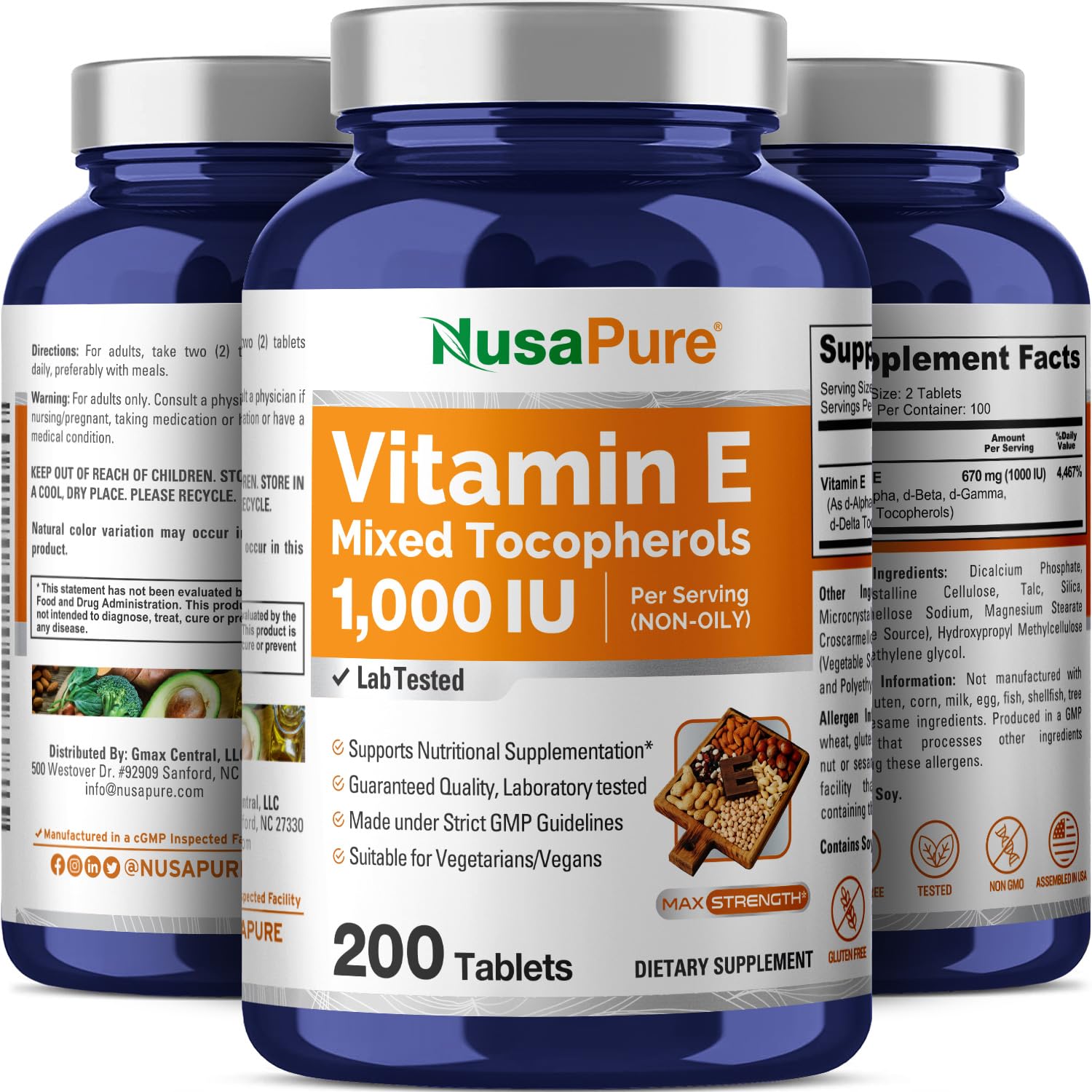 Tabletas vitamina e NusaPure 1000 ui