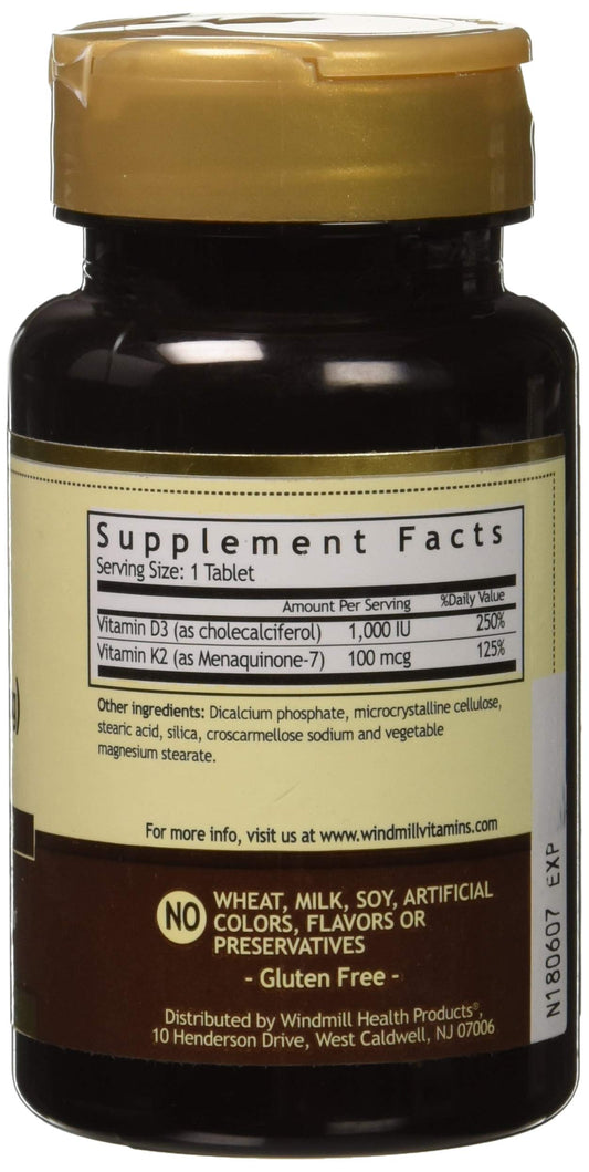 Tabletas Vitamina K2 MK7 con Vitamina D3 Windmill