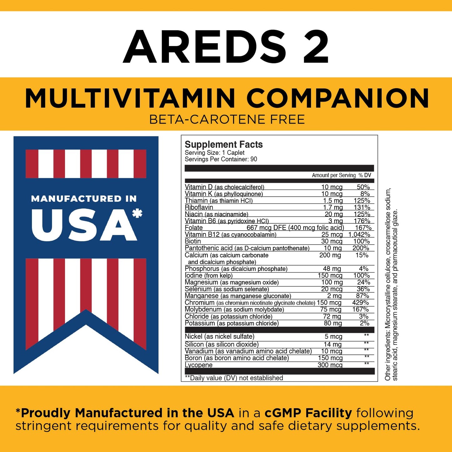 Tabletas multivitamínicas Viteyes sin beta-caroteno 90 unidades