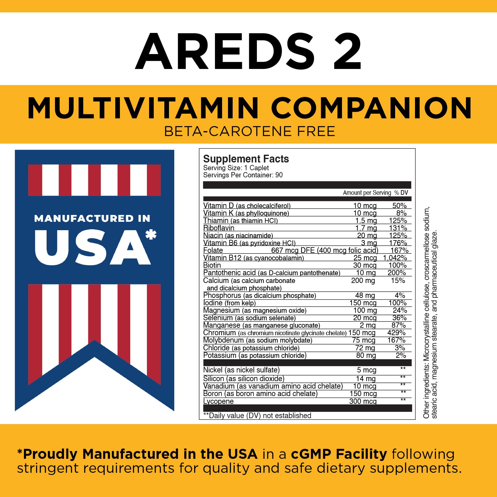 Tabletas multivitamínicas Viteyes sin beta-caroteno 90 unidades