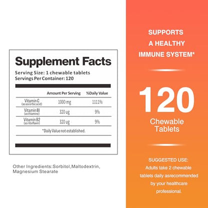 Tabletass TOLOUS Vitamina C masticables para adultos 120 unidades