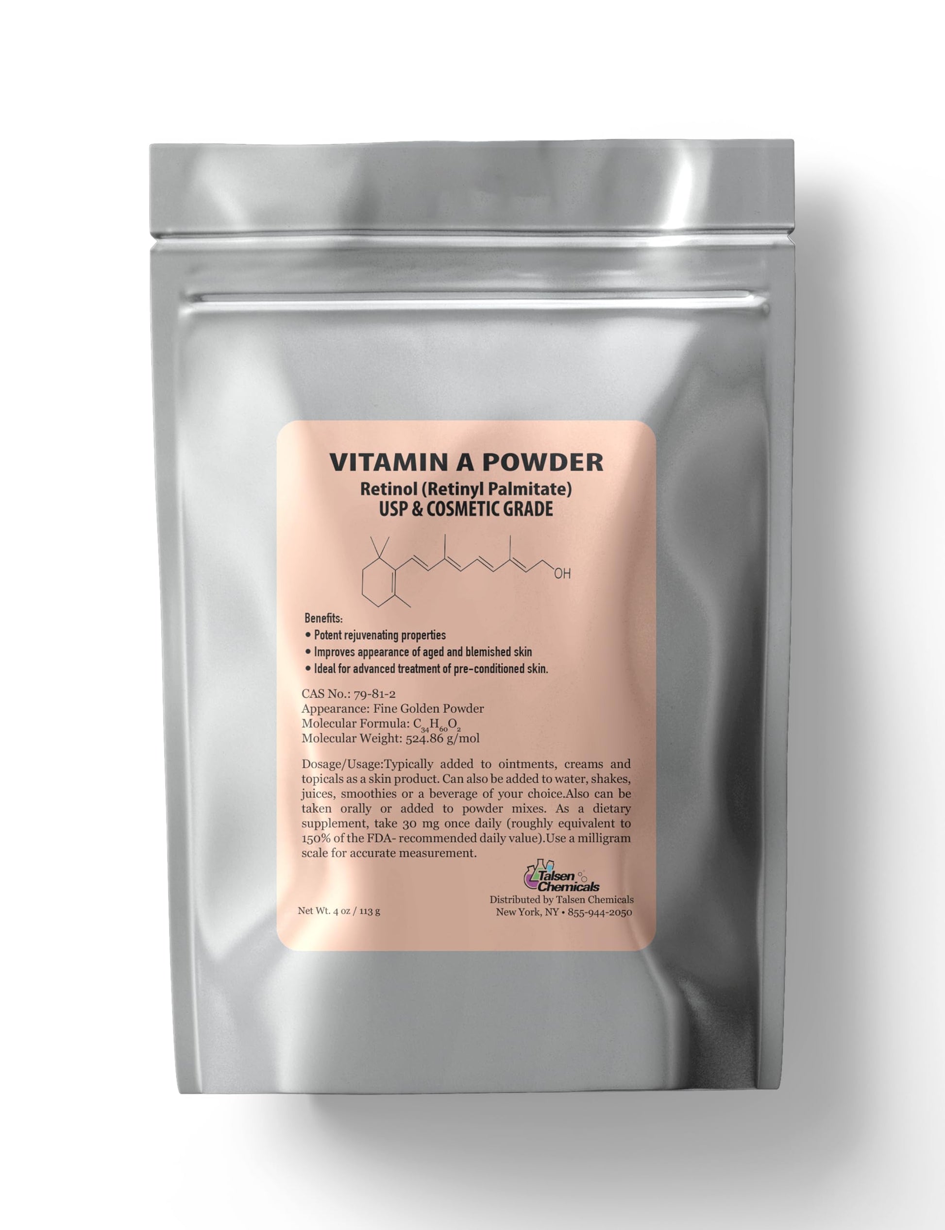Talsen Chemicals polvo vitamina a retinil palmitato 4 onzas USP