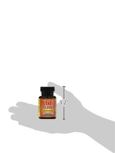 Comparativa de tamaño de la botella Stat Flush con una mano