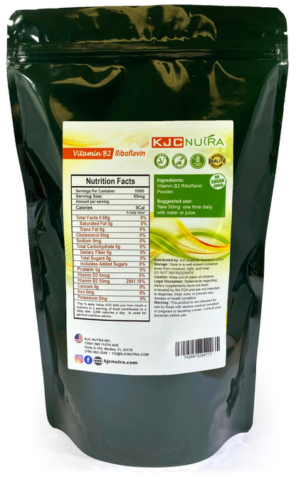Tamaño y color polvo Vitamina B2 KJC Nutra