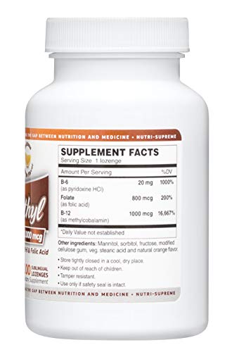 Tamaño pastillas B12 metil Nutri-Supreme