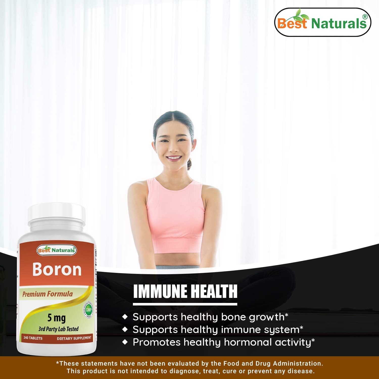 Tapa botella Best Naturals suplemento boro y vitamina k2 mk7