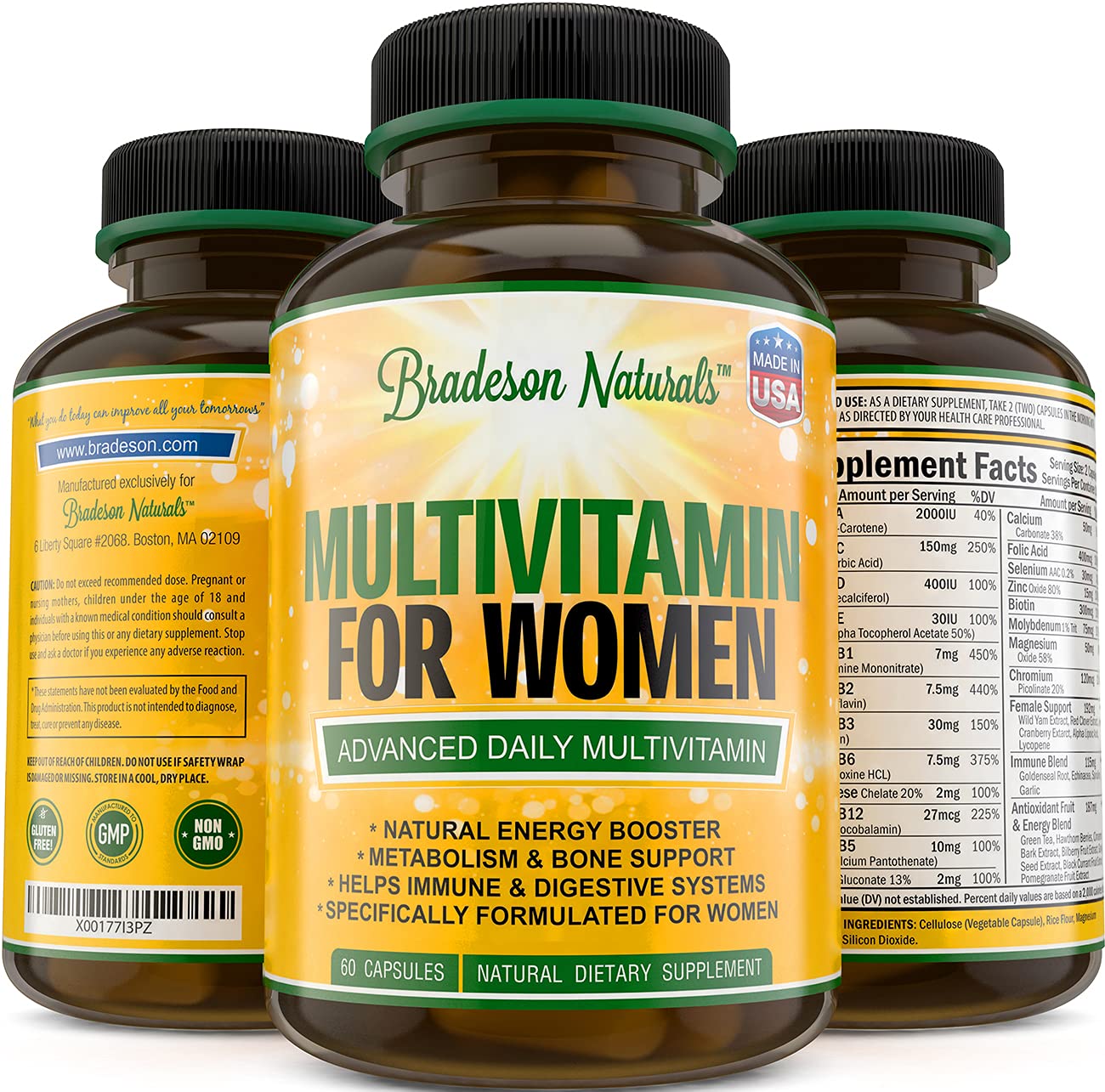 Tapa de seguridad de multivitamínico Bradeson Naturals