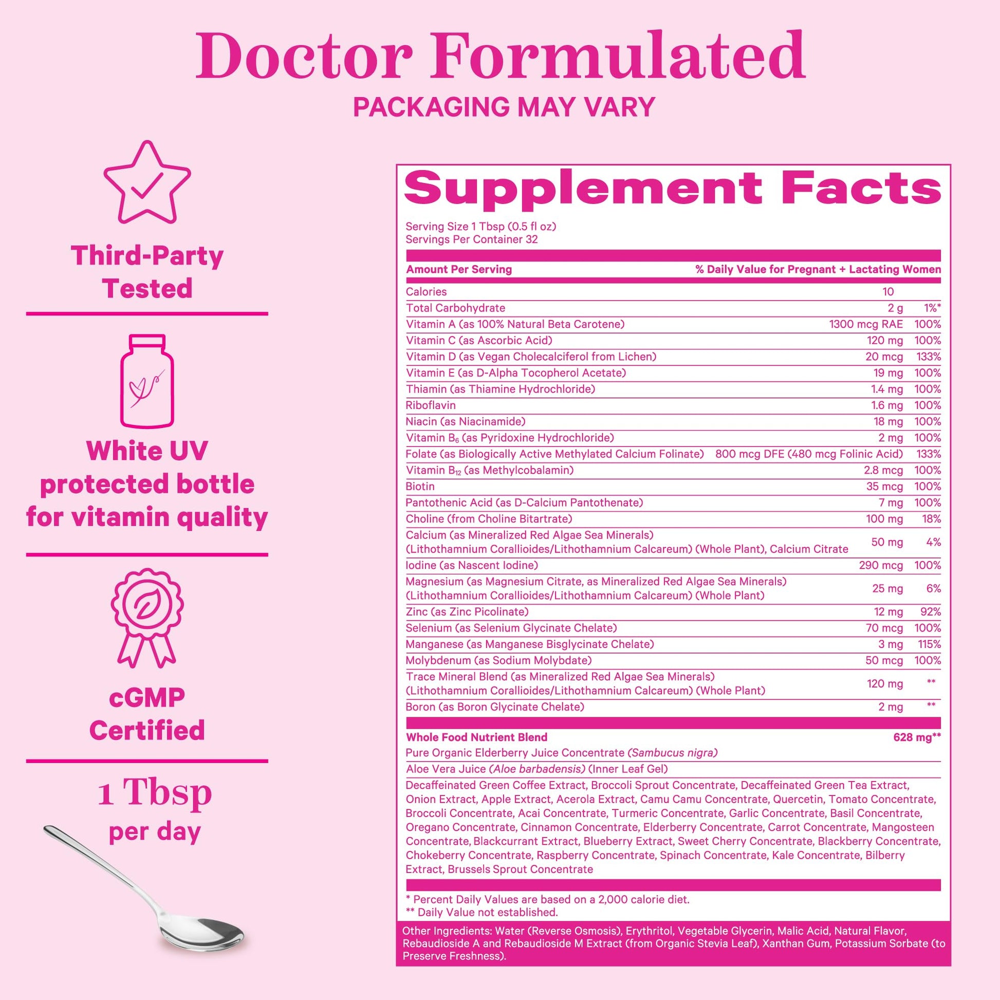 Tapón botella vitaminas Pink Stork líquidos