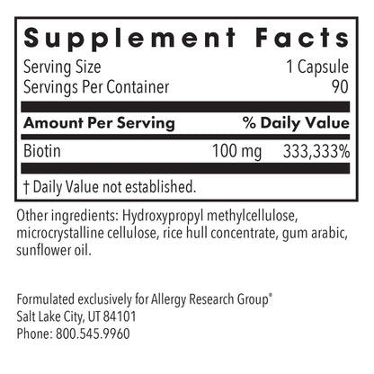 Tarro suplemento biotina 100000mcg dosis alta 90 cápsulas