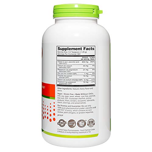 Taza mostrando polvo efervescente NutriBiotic Electro-C sabor cereza