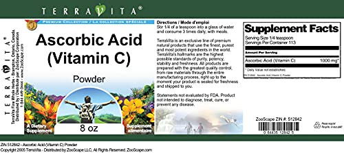 Terravita suplemento vitamina c natural polvo ácido ascórbico